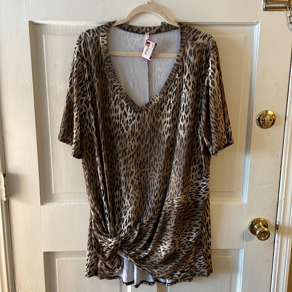 Cheetah Vneck top 4x